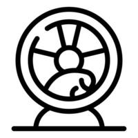 Hamster running inside a hamster wheel on a stand vector