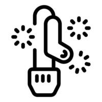 Black and white drawing of a power cord with a plug vector