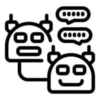 Two robots talking communicating chatting artificial intelligence concept icon vector