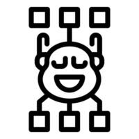 Happy chatbot enjoying data processing and analysis vector