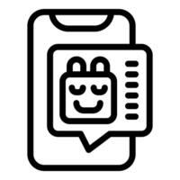 Mobile shopping app showing chatbot giving advice and recommending products vector