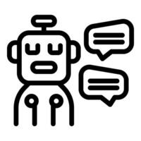 Robot chatting with chatbots, engaging in ai powered conversation vector