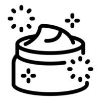 Open cosmetic cream jar with swirls and sparkles for skincare routine vector