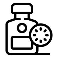 Medicine bottle showing time since last dose using clock icon vector