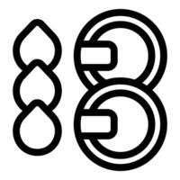 Simple black and white line drawing representing soy beans and milk containers vector
