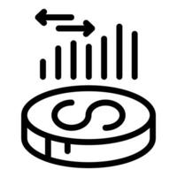 Dollar coin increasing value with upward trend arrows vector
