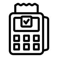 Payment terminal showing successful transaction icon on screen vector