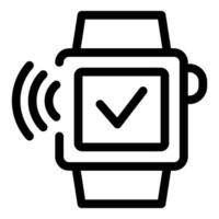 Smart watch receiving signal showing check mark icon on screen vector