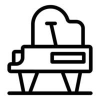 Grand piano standing on stage with open lid vector