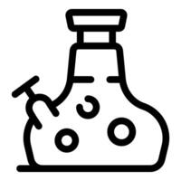 Laboratory glassware filled with bubbling solution icon vector