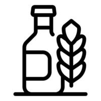 Glass beer bottle with spikelet of wheat standing nearby vector