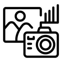 Digital camera taking picture generating data chart vector