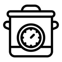 Kitchen timer cooking pot icon showing food preparation vector