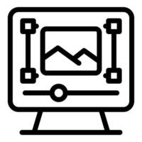 Photo editing software interface displaying image editing on a monitor vector
