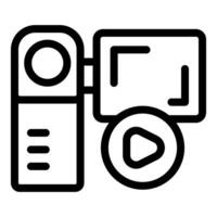 Video camera recording live event with play button icon vector