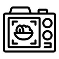 Microwave oven focusing on a bowl of salad using artificial intelligence vector