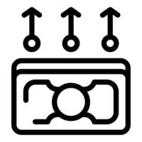 Money increasing value with up arrows indicating growth vector
