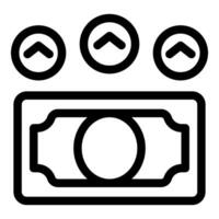 Money increasing value with up arrows above banknote vector
