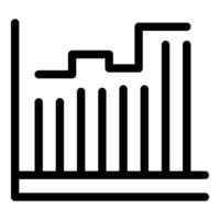 Line graph showing growth with increasing vertical bars vector