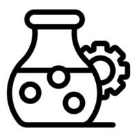 Chemistry experiment flask bubbling with gear representing scientific innovation vector