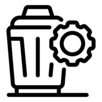 Trash can icon with gear representing recycling process vector