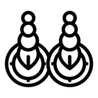 Pair of earrings with round pendants and beads forming a tulip shape vector
