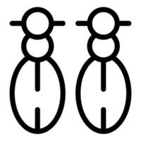 Pair of beautiful modern earrings with three pearls hanging icon vector