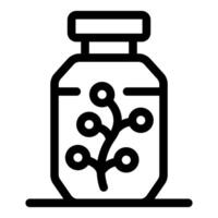 Glass jar experiment growing branch with berries science icon vector