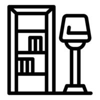 Bookcase and floor lamp standing together creating cozy atmosphere vector