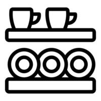Kitchen shelf organizing plates and cups in modern house vector