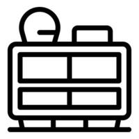 Modern storage solution shelf unit holding clock and books vector