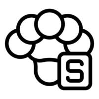 Minimalist icon of sulfur atom with atomic number vector