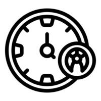 Clock face with steering wheel icon showing driving time vector