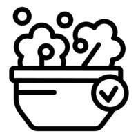 Bowl releasing steam with checkmark icon for sterilization concept vector