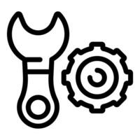 Wrench and gear wheel representing technical support concept vector