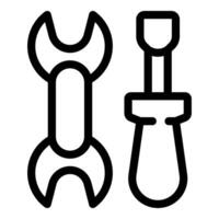Wrench and screwdriver representing fixing and repairing vector