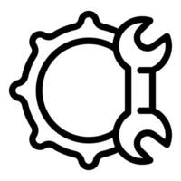 Wrench embracing a cogwheel, a symbol of mechanical synergy vector