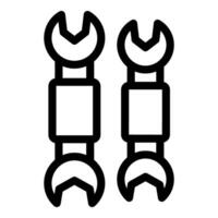 Pair of double ended wrenches representing mechanical engineering vector