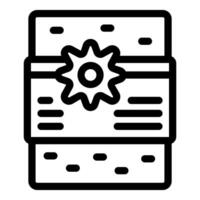 Document management system with cogwheel icon representing settings vector