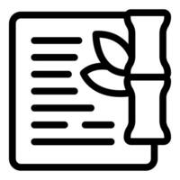 Bamboo stick with leaves resting on paper representing sustainable practices vector