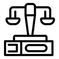 Balance scale representing justice and law on a simple stand vector