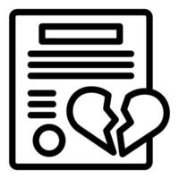 Divorce decree with broken heart representing end of marriage vector