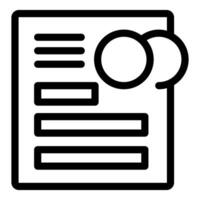 Simple black outline icon showing a document with a speech bubble vector