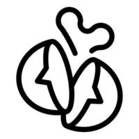 Newborn chick hatching from broken eggshell line icon vector