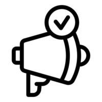 Megaphone announcing successful marketing campaign with check mark symbol vector