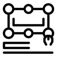 Robotic arm moving product on assembly line icon vector