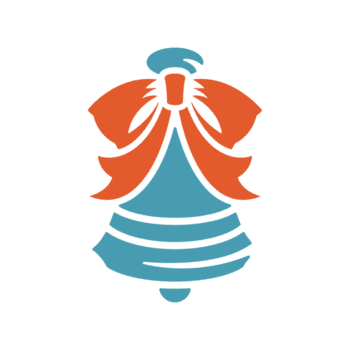 blå silhuett av jul klocka med rosett png