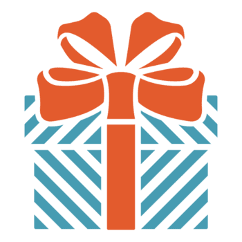 blå randig gåva låda med röd rosett png