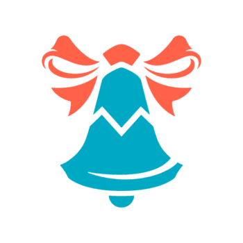 blå silhuett av jul klocka med rosett png