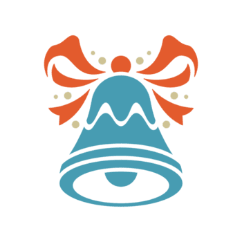 blå silhuett av jul klocka med rosett png